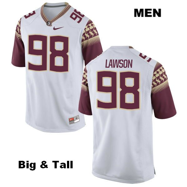 Men's NCAA Nike Florida State Seminoles #98 Tre Lawson College Big & Tall White Stitched Authentic Football Jersey NAU1669ZV
